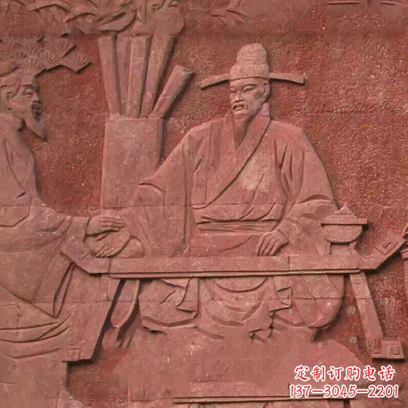 金华沈括砂岩浮雕,重现学校历史名人壁画