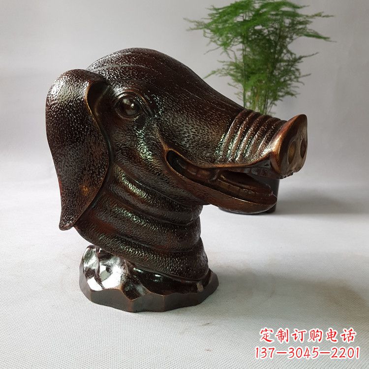 金华精美完美的生肖猪铜兽首