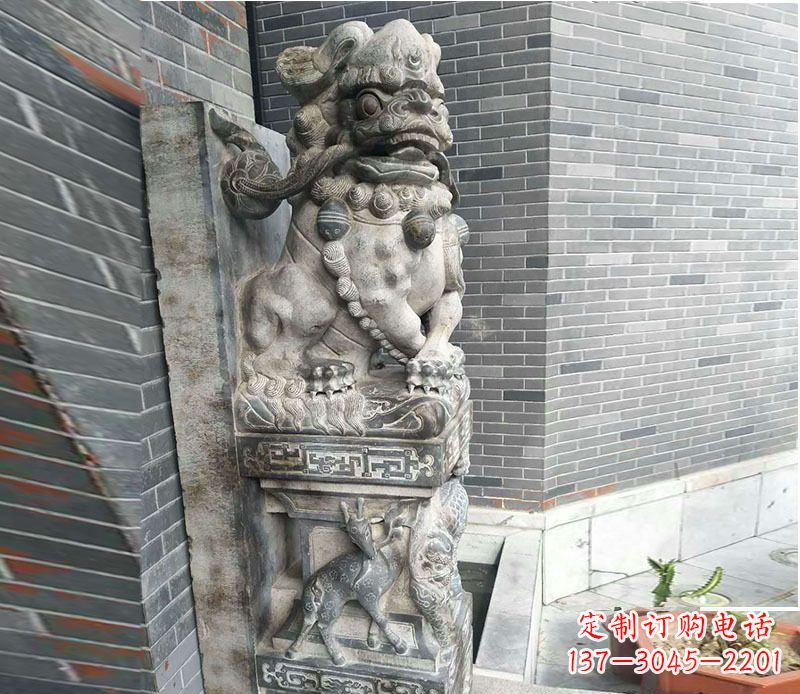 金华狮子抱鼓石仿古石门墩石雕 (3)