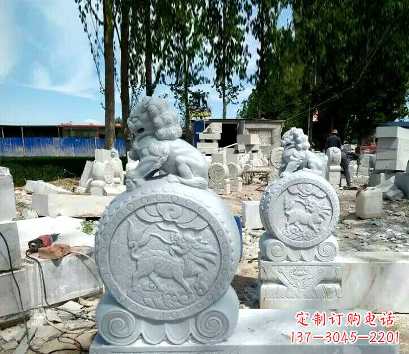 金华狮子抱鼓石招财门墩石雕，铸就心愿