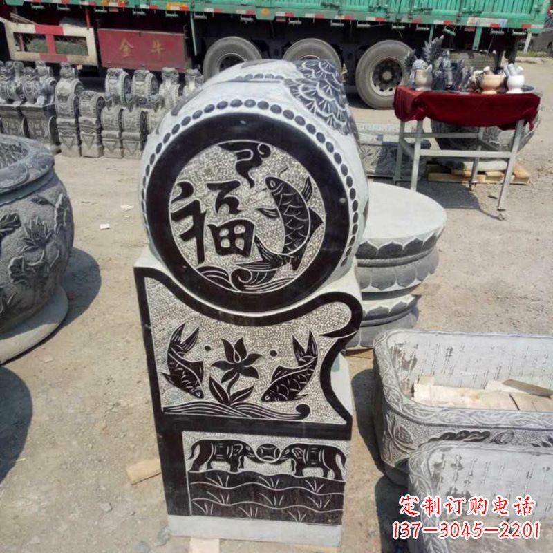金华狮子门墩石雕
