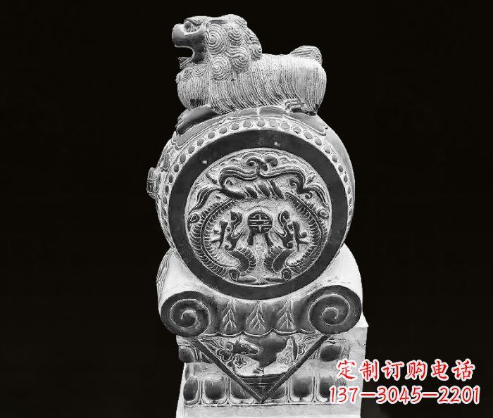金华中领雕塑狮子石抱鼓仿古石门墩