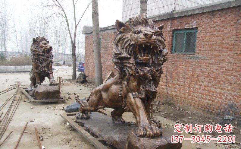 金华狮子企业动物铜雕