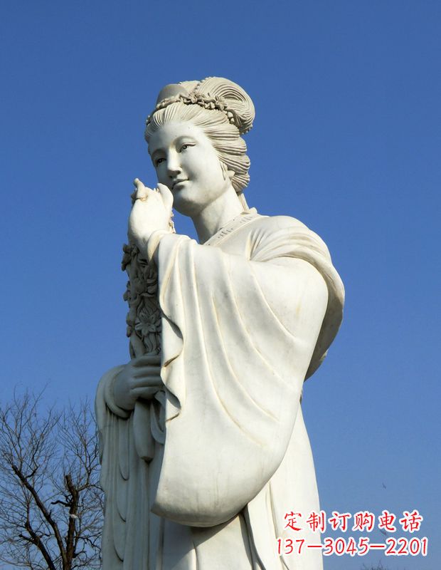 金华十二花神之三月桃花息夫人汉白玉精美美女雕像