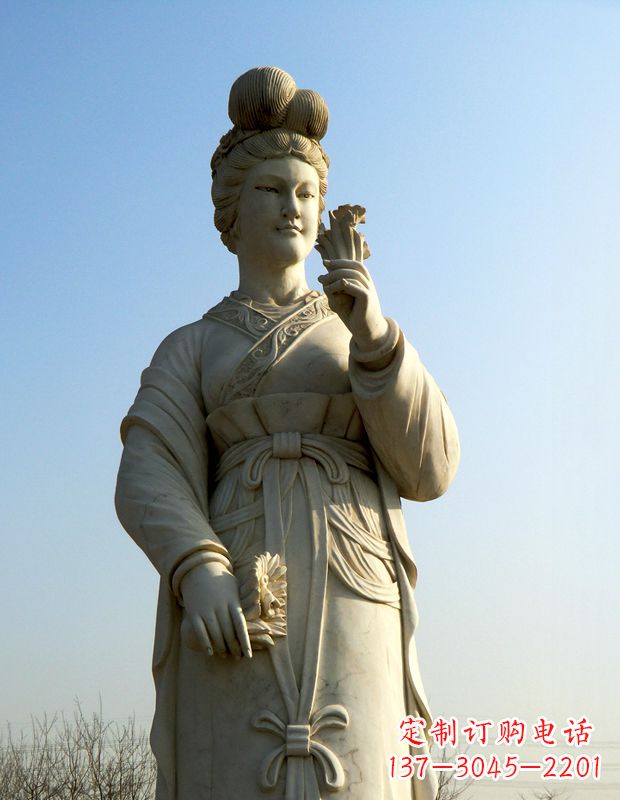 金华十二花神之十二月水仙花梁玉清汉白玉古代美女雕像