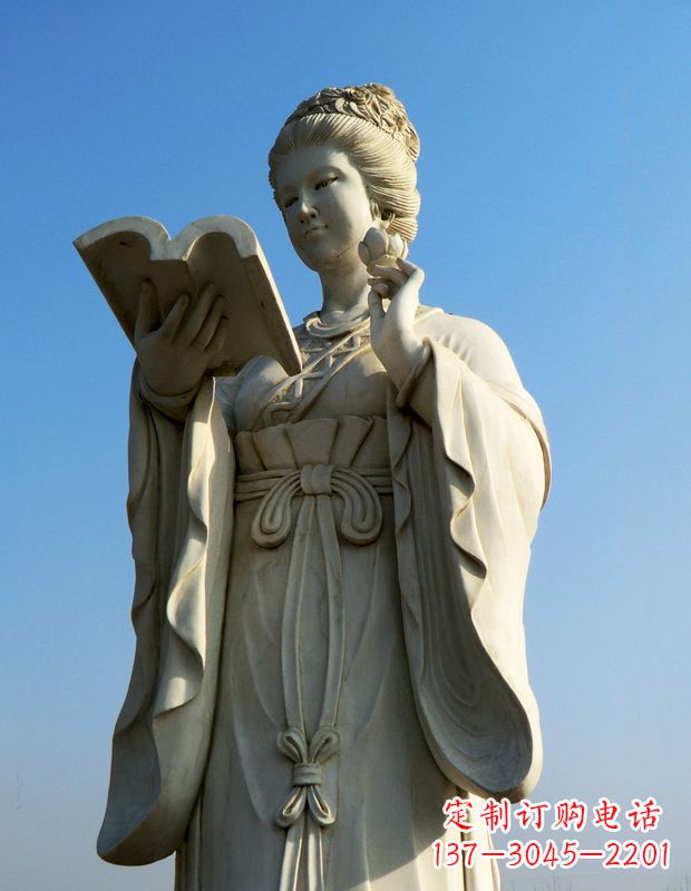 金华十二花神之十一月山茶花王昭君汉白玉美女雕塑