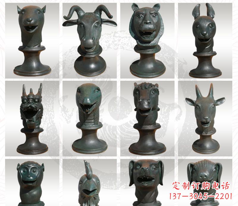 金华十二生肖兽首铜雕塑