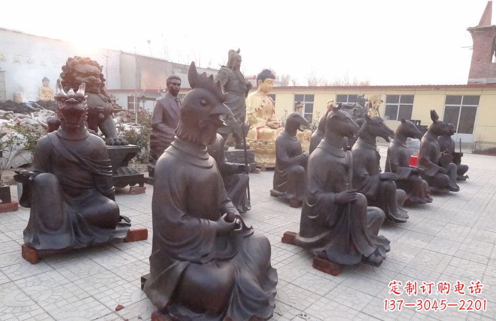 金华十二生肖头像人物景观铜雕