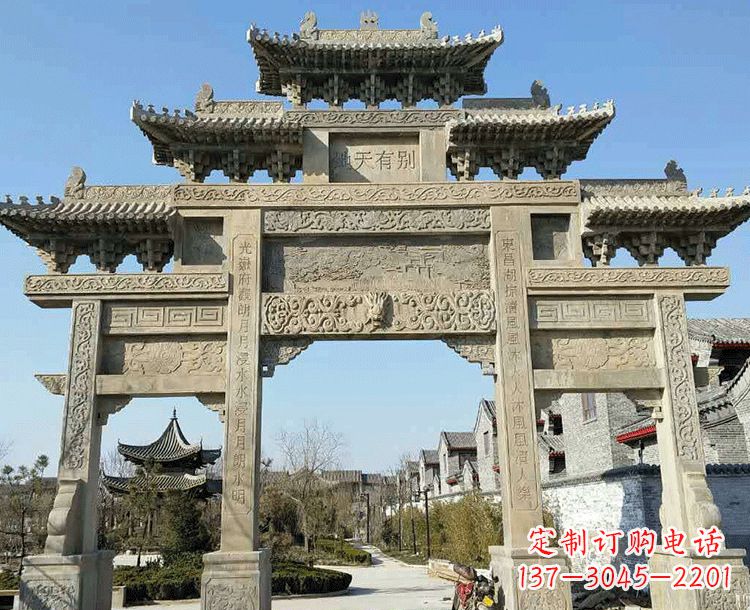 金华中领雕塑-把双主楼石雕楼牌坊定制出精美之美
