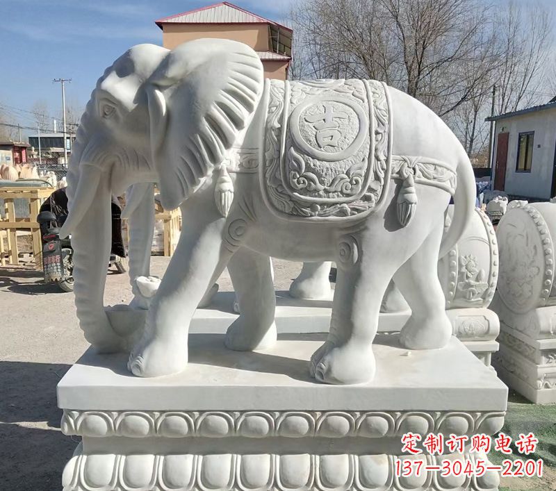 金华中领雕塑精美石材大象雕塑