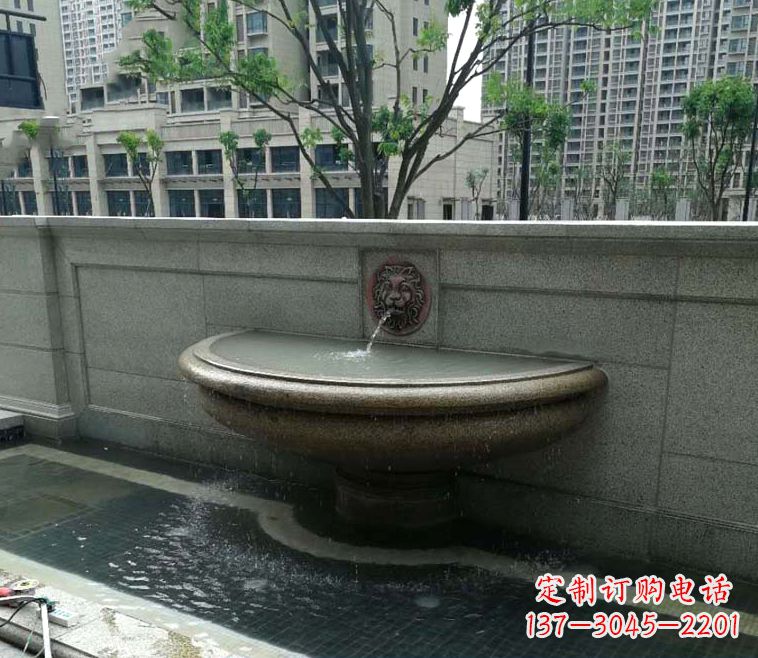 金华石雕半壁喷泉半壁水钵