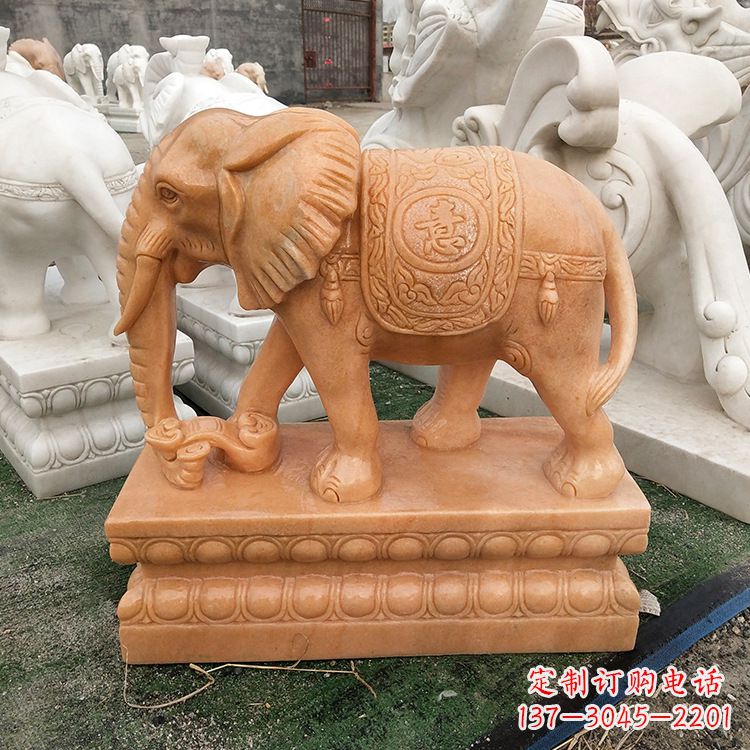 金华石雕大象 立柱