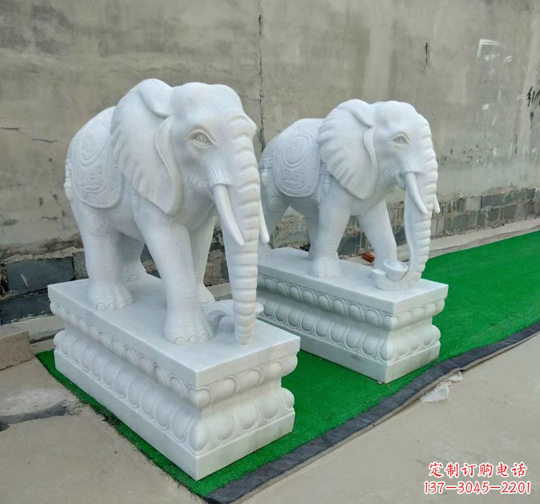 金华中领雕塑:精美大象汉白玉雕塑
