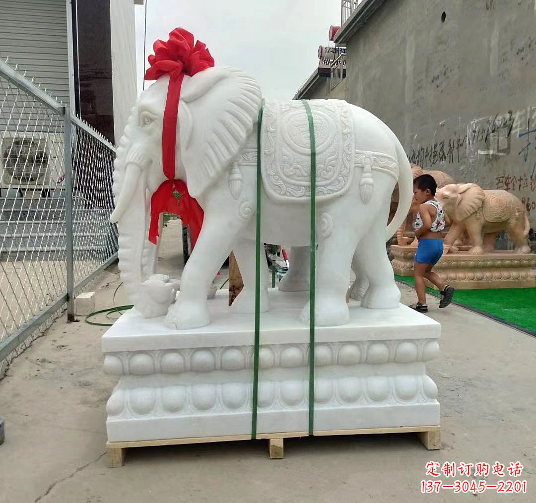 金华石雕汉白玉大象雕塑
