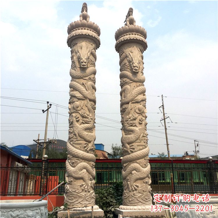 金华石雕华表盘龙柱,雕塑工艺的精美展示