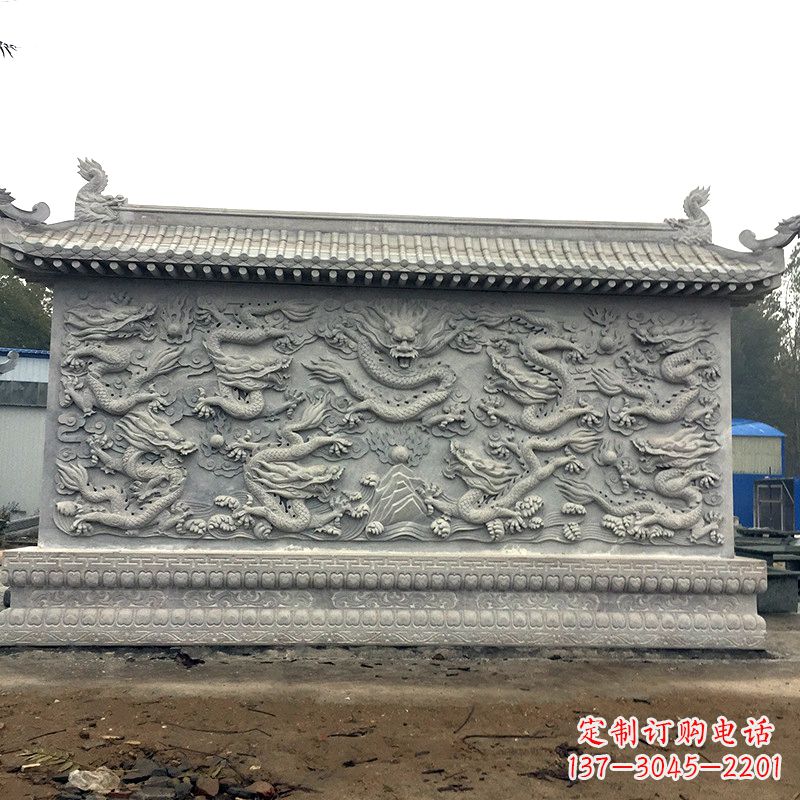 金华中领雕塑:精美九龙壁雕塑,添彩寺庙庭院