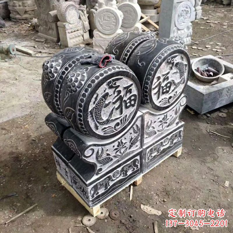 金华石雕门墩貔貅抱鼓