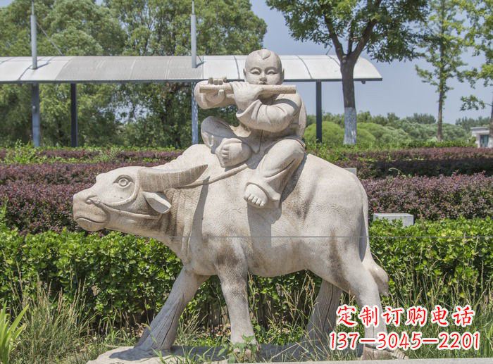 金华石雕牧童牛雕塑,让传统气息永存