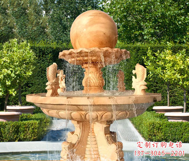 金华石雕喷泉鱼喷水