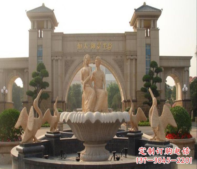 金华石雕西方人物喷泉雕塑
