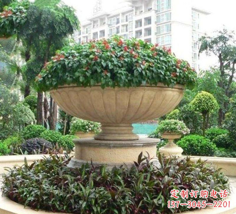 金华石雕小区花盆