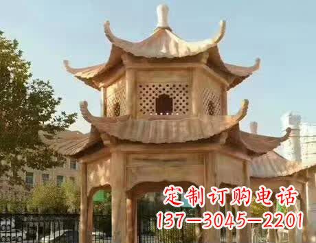 金华石雕小区景观双层凉亭