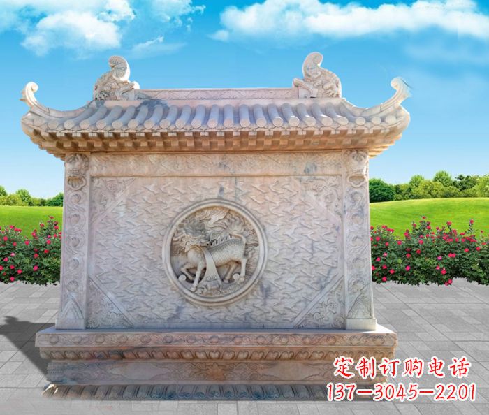 金华石浮雕麒麟庭院影壁