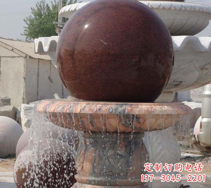 金华石来运转小型风水球喷泉石雕