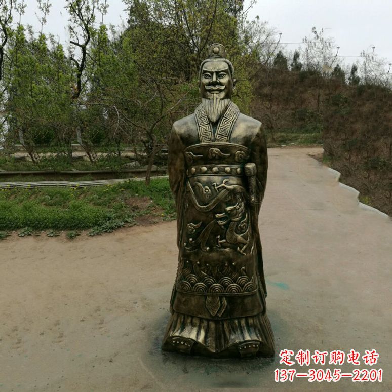 金华始皇嬴政玻璃钢仿铜雕塑
