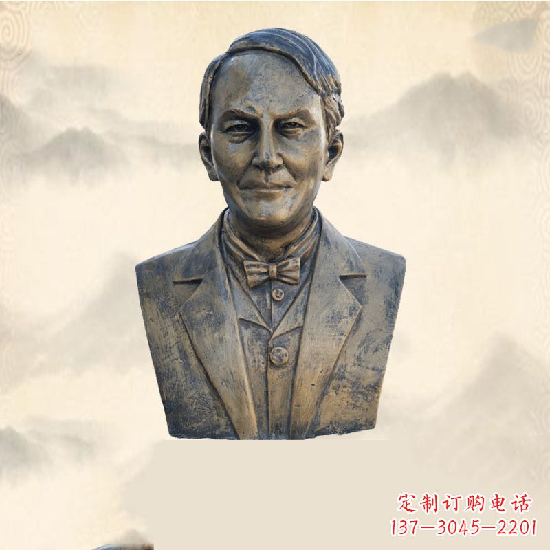 金华世界名人爱迪生纯铜头像雕塑-学校校园名人系列雕塑