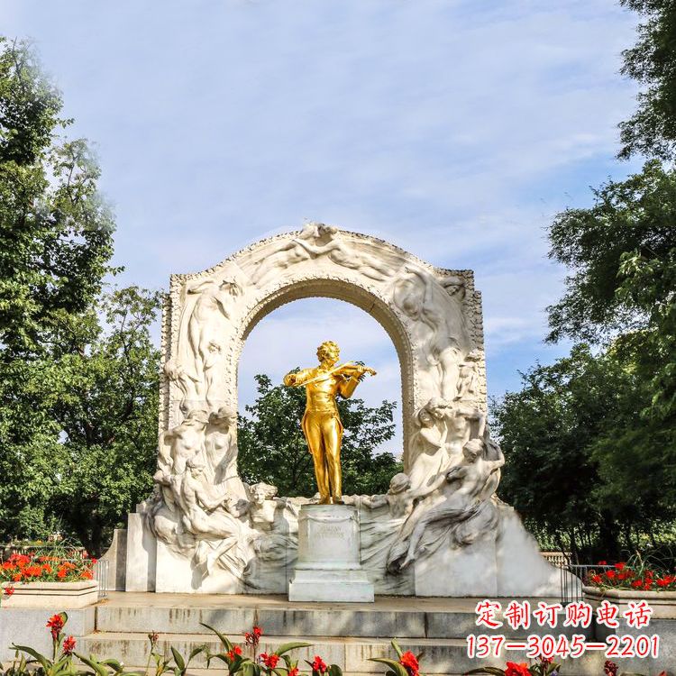 金华世界名人古典主义作曲家莫扎特公园铜雕像
