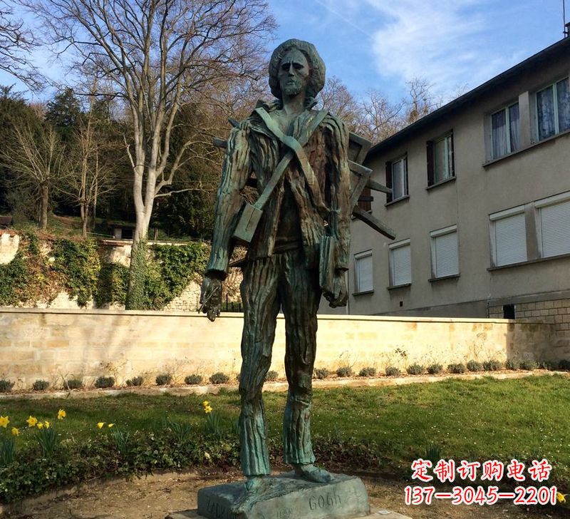 金华世界名人荷兰印象画派画家梵高青铜雕像