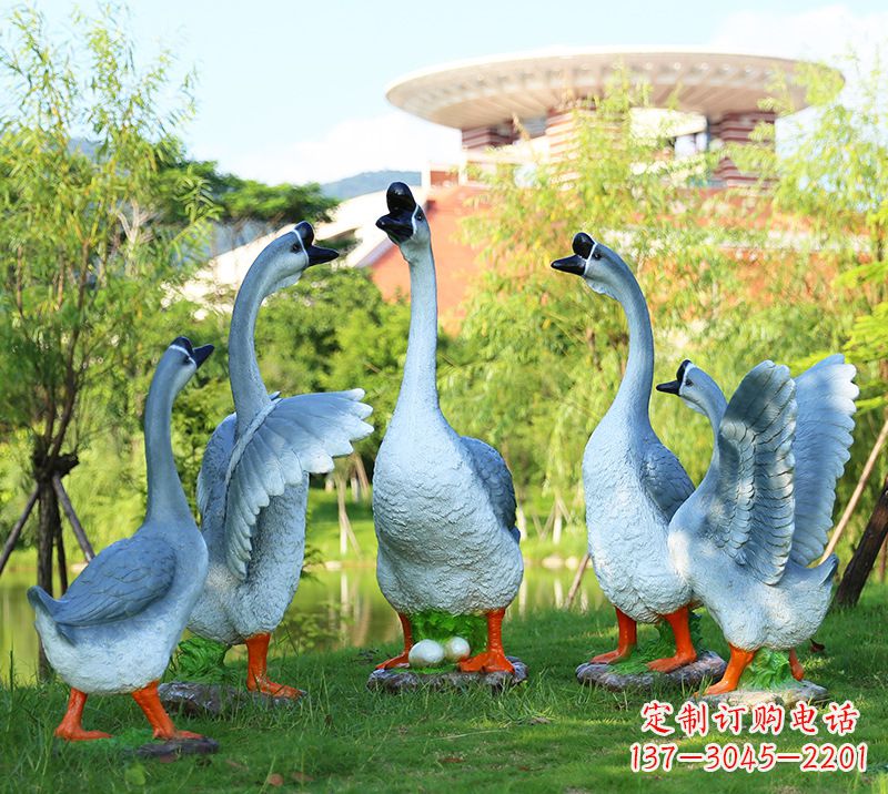 金华树脂工艺品玻璃钢雕塑商场美陈户外园林景观装饰品仿真动物鹅摆件