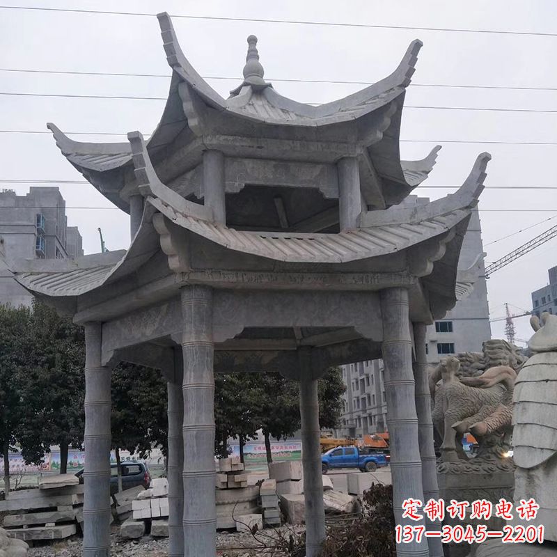 金华双层八角石雕凉亭