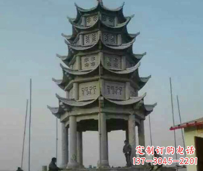 金华双层大理石凉亭石雕 (2)