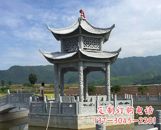 金华双层仿古凉亭石雕_1