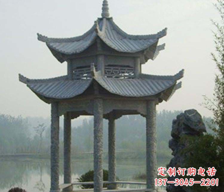 金华双层仿古凉亭石雕_2