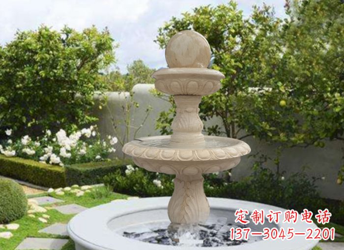 金华双层风水球喷泉别墅石雕
