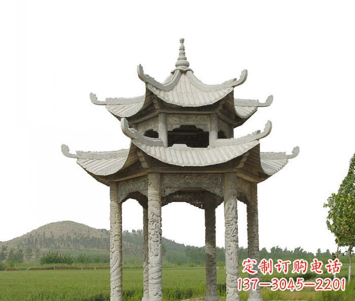金华双层仿古石雕凉亭