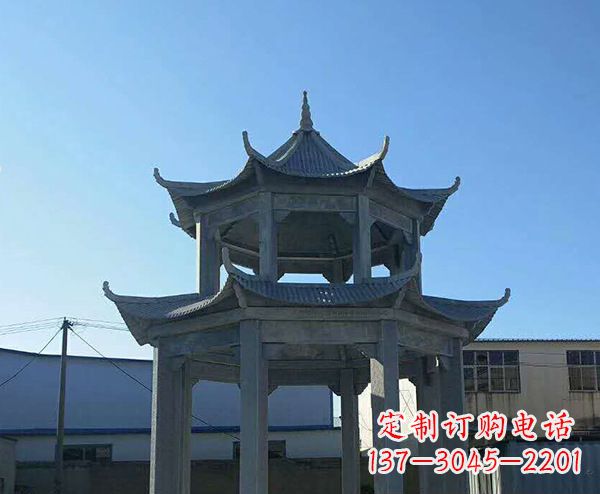 金华双层仿古石凉亭石雕_1