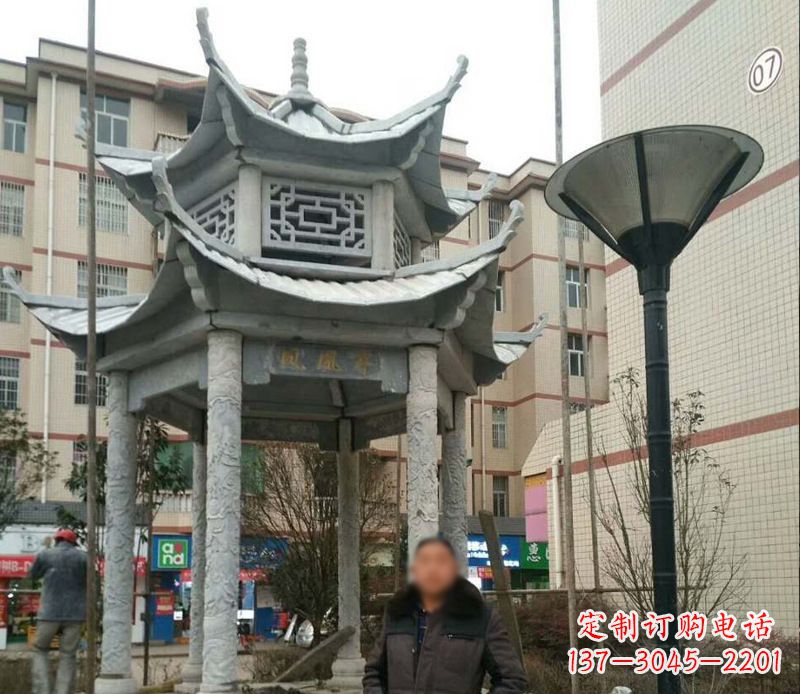 金华双层六角凉亭石雕