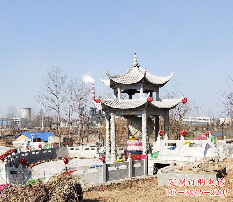 金华双层石凉亭石雕 (2)
