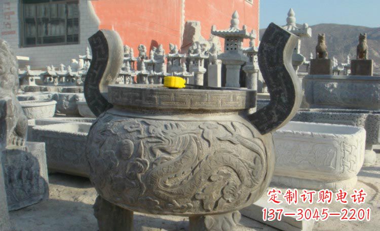 金华双龙戏珠浮雕香炉铜雕