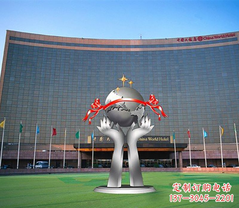 金华双手捧地球校园不锈钢雕塑