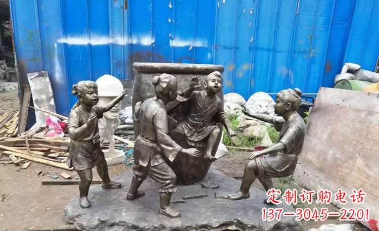 金华司马光砸缸铜雕 (2)