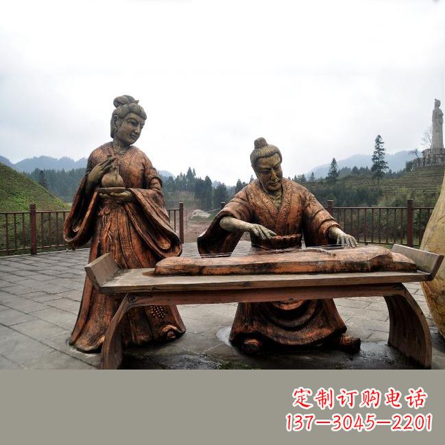 金华司马相如与卓文君铜雕塑像-城市广场历史名人情景雕塑