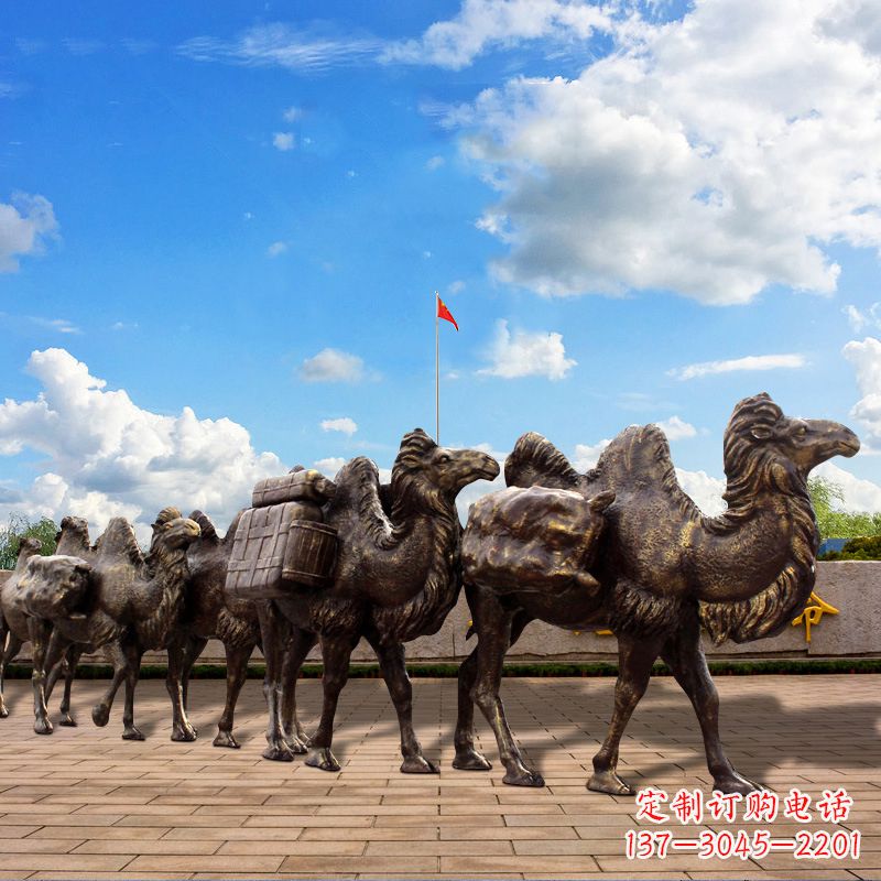 金华丝绸之路骆驼队仿铜景观雕塑