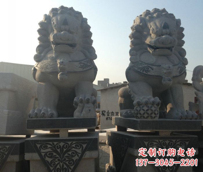 金华寺庙景观仿古石狮子 (2)