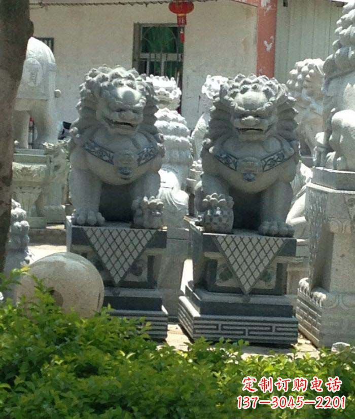 金华寺庙景观仿古石狮子