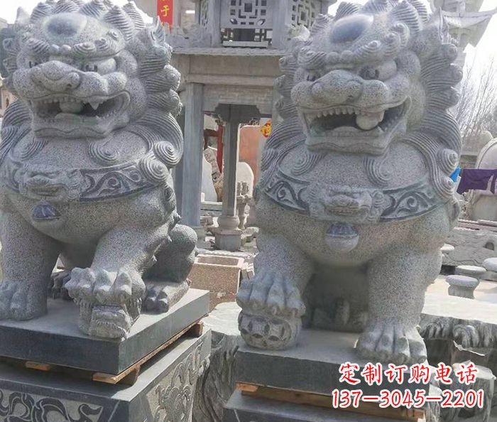 金华寺庙景观仿古石狮子 (3)